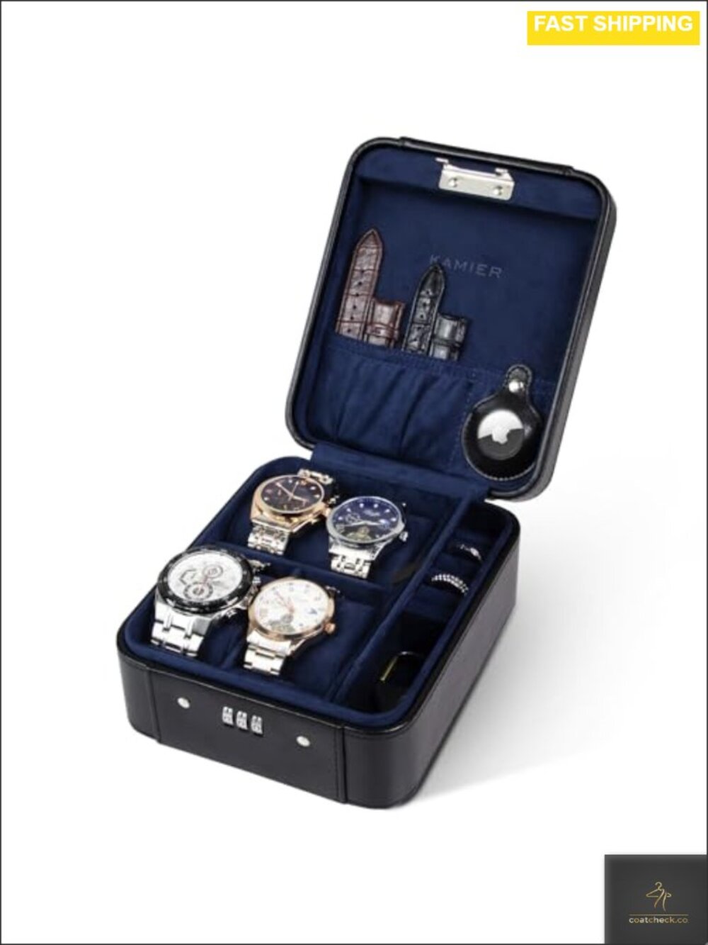 Watch Travel Case with Combination Lock 4 Watch Storage and Jewelry